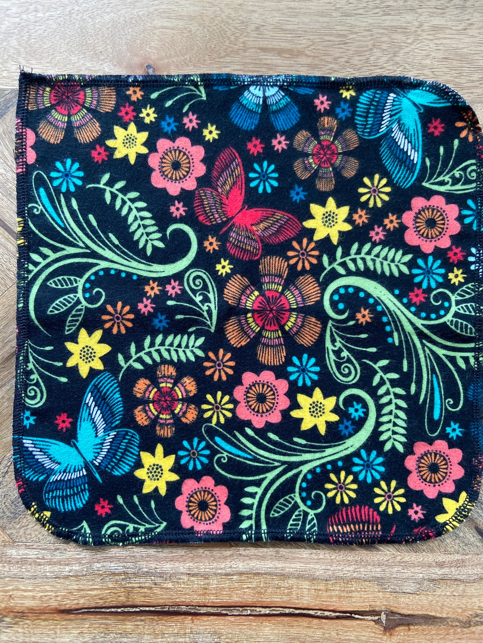 Black Floral Cloth Napkins Butterfly Napkins Paperless Etsy