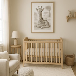 Baby Giraffe Nursery Print  Jungle Safari Animal Wall Art Gender Neutral Baby Room Decor  Cute Wildlife Poster for Kids
