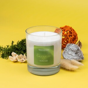 Energise Candle – Lime, Mandarin and Basil Soy Candle, 40hr Burn, Mood Boost Gift, UK Made