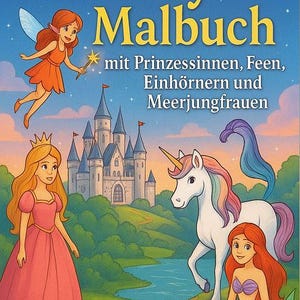 Coloring book for children | Fairies, unicorns, princesses & mermaids | PDF to print | Coloring pages for girls