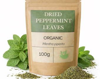 Organic Dried Peppermint Leaves, Loose Leaf Herbal Tea, Botanical Infusion