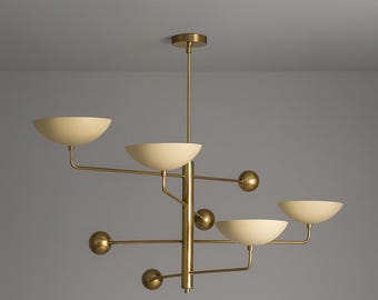 Moderner Messing Sputnik Kronleuchter - Mid Century Style, 4 flammig