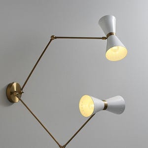 Modern Brass Wall Sconce Mid Century Style Double Shade Articulated Brass Sconce Mid Century Style Brass Wall Lamp
