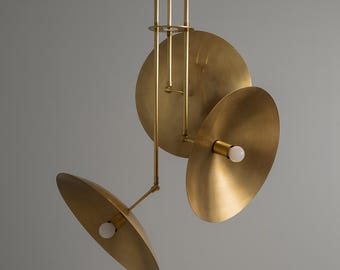 Moderner Messing Sputnik Kronleuchter, 3-flammige gewölbte Deckenleuchte