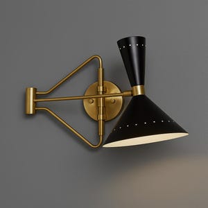 Modern Brass Wall Sconce Mid Century Style Single Shade Articulated Brass Sconce Mid Century Style Brass Wall Lamp