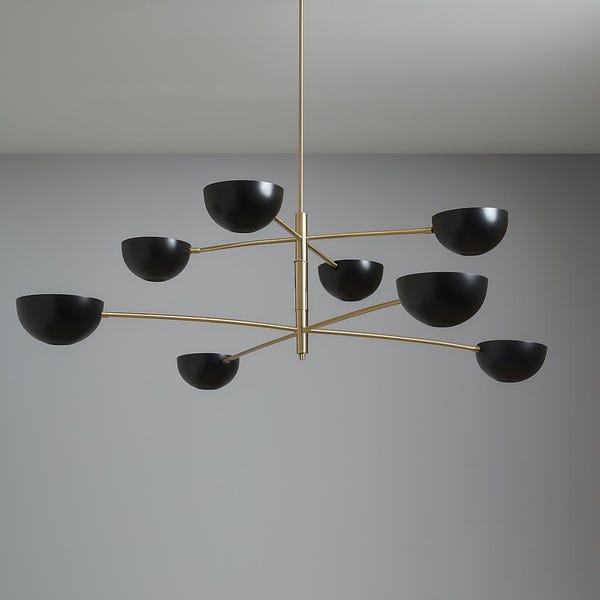 Modern Brass Sputnik Chandelier - Mid Century Eight Arms Ceiling Light