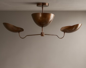 Messing Sputnik Kronleuchter: Mid Century Modern 3-flammige Deckenleuchte