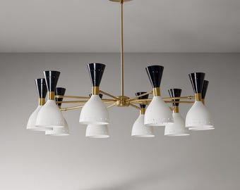 Roher Messing Sputnik Kronleuchter - Mid Century Modern 10-Leuchte