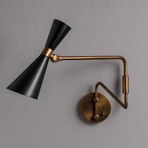 Modern Brass Wall Sconce Mid Century Style Single Light Articulated Stilno Style Brass Sconce Beside Wall Mount Sconce