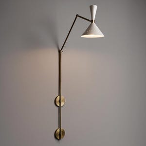 Modern Brass Wall Sconce Mid Century Style Large Single Shade Articulated Brass Sconce Mid Century Style Brass Wall Lamp