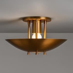 Modern Brass Chandelier Mid Century Style Brass Ceiling Flush Mount Pendant Light Fixture Semi Flush mount Ceiling Lamp Chandelier