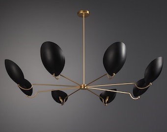 Moderner Messing Sputnik Kronleuchter, 8-flammiger Mid-Century Anhänger