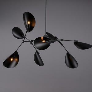 Modern Brass Chandelier - Stilnovo Style Eight Arms Curved Disk Shade Branch Sputnik Chandelier Ceiling Lamp Fixture