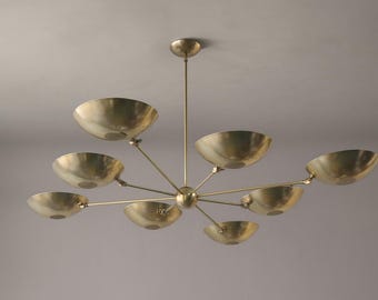 Moderner Sputnik Kronleuchter aus Messing, 8-flammig, Mid Century