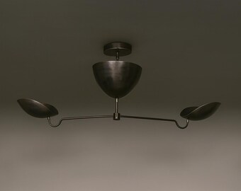 Mid Century Modern Messing Kronleuchter, 3-flammiger Sputnik Anhänger