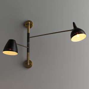 Modern Brass Wall Sconce Mid Century Style Double Light Shade Brass Articulated Swing Arm Sputnik Wall Sconce Beside Wall Lamp