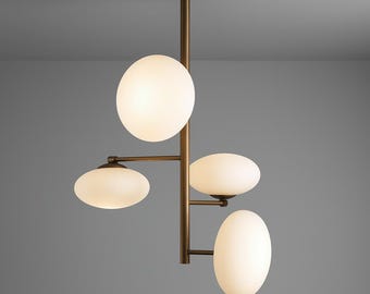 Modern Brass Chandelier Mid Century Style Four Globe Brass Sputnik Handmade Chandelier Brass Ceiling Pendant Light Fixture