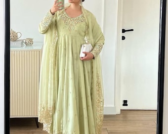 Pakistani Designer Readymade Georgette Kurta with Sequence Work,palazzo and Dupatta Set,Beautiful 3 piece Partywear/Wedding Salwar kameez