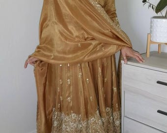 Pakistani Designer Readymade Georgette Kurta with Sequence Work,palazzo and Dupatta Set,Beautiful 3 piece Partywear/Wedding Salwar kameez