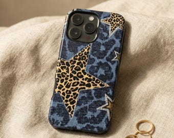 Leopard Star Phone Case – Vintage Animal Print Design – iPhone & Samsung – Gift for Her + Free Wallpaper