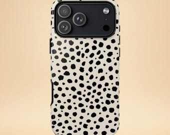 Polka Dot Phone Case – Clean Girl Aesthetic – Black Cream Design – iPhone & Samsung Case – Gift for Her