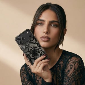 Black Lace Phone Case – Vintage Floral Design – iPhone & Samsung – Gift for Her + Free Wallpaper image 3
