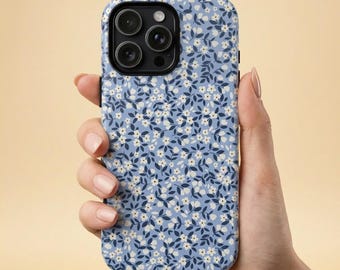 Blue Floral Phone Case – Cottagecore Aesthetic – Ditsy Flower Design – iPhone & Samsung Case – Gift for Her