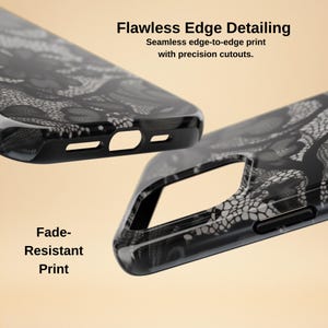 Black Lace Phone Case – Vintage Floral Design – iPhone & Samsung – Gift for Her + Free Wallpaper image 6