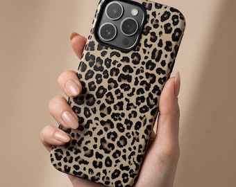 Leopard Phone Case – Neutral Animal Print Design – iPhone & Samsung – Gift for Her + Free Wallpaper