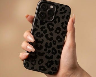 Black Leopard Phone Case – Y2K Aesthetic – Animal Print Design – iPhone & Samsung Case – Gift for Her