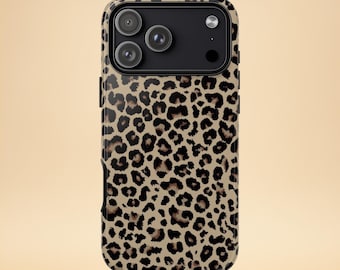 Leopard Phone Case – Neutral Animal Print Design – iPhone & Samsung – Gift for Her + Free Wallpaper