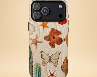 Tropical Seashell Phone Case – Summer Beach Phone Case Cover for iPhone 17 16 15 14 13 12 Pro Max & Samsung Galaxy S25 S24 S23 S22 Ultra