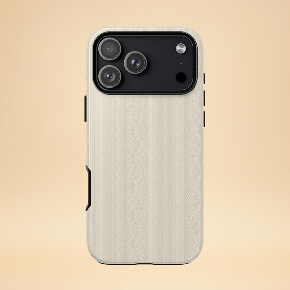 Beige Knit Phone Case – Cozy Aesthetic  – iPhone & Samsung – Gift for Her + Free Wallpaper