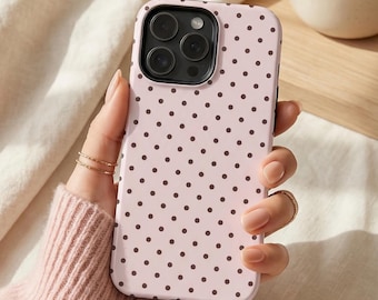 Polka Dot Phone Case – Vintage Pink Dotted Design – iPhone & Samsung – Gift for Her + Free Wallpaper