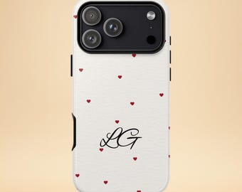 Custom Initial Phone Case – Personalized Heart Design – iPhone & Samsung – Gift for Her + Free Wallpaper