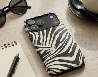 Zebra Phone Case – Black White Animal Print – iPhone & Samsung – Gift for Her + Free Wallpaper
