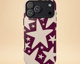 Burgundy Star Phone Case – Y2K Aesthetic – Cool Girl Design – iPhone & Samsung Case – Gift for Her