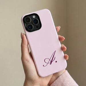 Pink Personalized Initial Phone Case – Minimal Elegant Letter Design – iPhone & Samsung – Gift for Her