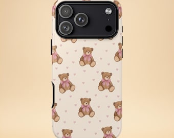 Teddy Bear Phone Case – Clean Girl Design – Cute Coquette Aesthetic – iPhone & Samsung Case – Gift for Her