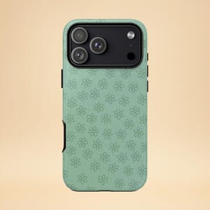 Mint Floral Phone Case – Minimal Daisy Design – iPhone & Samsung – Gift for Her + Free Wallpaper