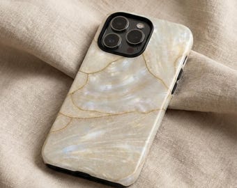 Pearl Phone Case – Luxury Marble Aesthetic – Mother of Pearl Design – iPhone & Samsung – Gift for Her