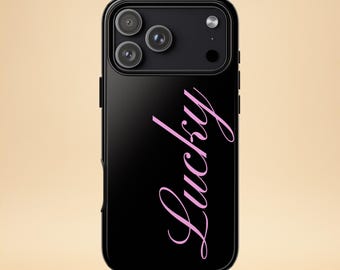 Lucky Phone Case – Vintage Minimal Statement Design – iPhone & Samsung – Gift for Her + Free Wallpaper