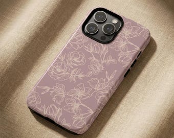 Purple Floral Phone Case – Cottagecore Aesthetic – Cool Girl Design – iPhone & Samsung Case – Gift for Her