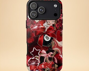 Red Aesthetic Collage Phone Case – Vintage Coquette Design – iPhone & Samsung – Gift for Her + Free Wallpaper