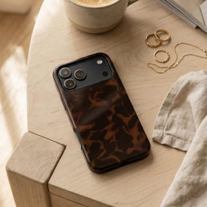 Tortoise Shell Phone Case – Monogram Design – iPhone & Samsung – Gift for Her + Free Wallpaper