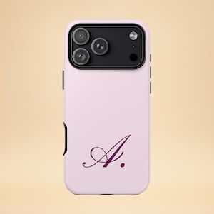 ピンクのパーソナライズされたイニシャル入り携帯ケース – ミニマルでエレガントな文字デザイン – iPhone & Samsung – 彼女へのギフト