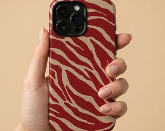 Red Zebra Phone Case – Y2K Aesthetic – Animal Print Design – iPhone & Samsung Case – Gift for Her
