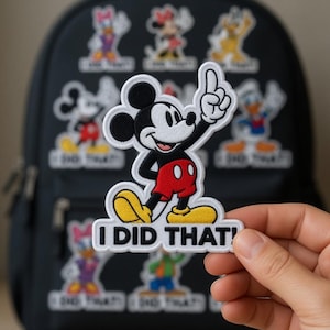 Disney-tygmärke I Did That, broderat Musse Mimmi roligt märke, personligt strykmärke med Donald Daisy, Goofy Pluto Squad