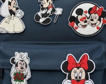 Mickey & Minnie gestickter Aufnäher, süßes Disney-Paar, Geschenk für sie und ihn