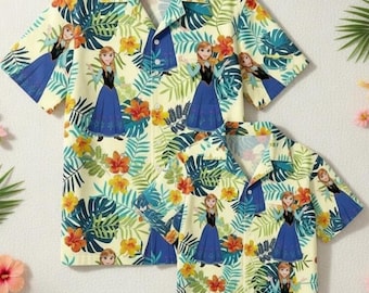 Gefrorene Anna Elsa Hawaii-Hemd, tropische Aloha Familie passende Haustier-Bundle